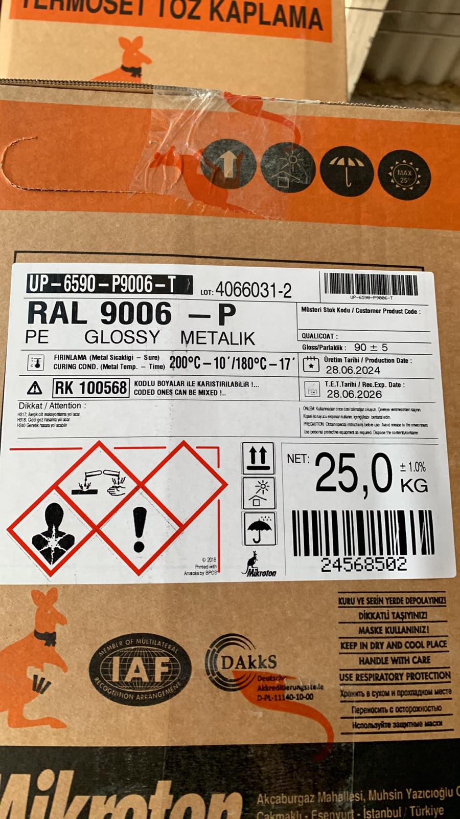 Порошкова поліефірна фарба Mikroton UP-6590-P9006-T RAL 9006-P сірий глянець металік 25 кг.